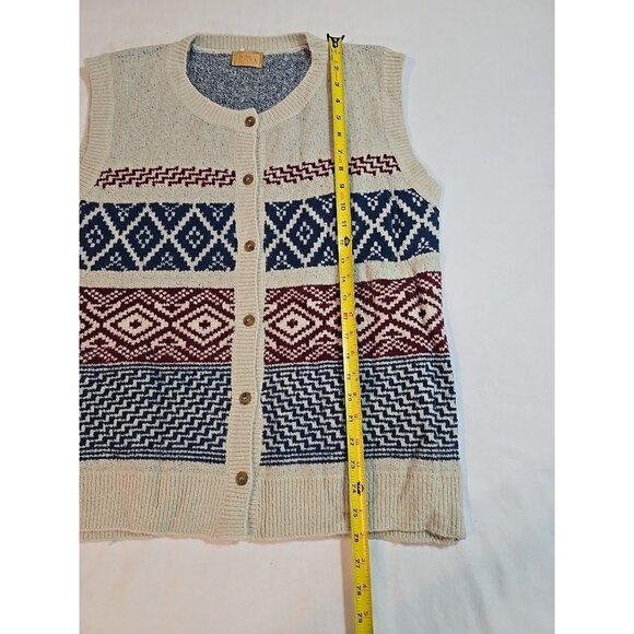 Pol Womens knit Sweater Vest Crew Neck Button Up front Sleeveless Stretch Size L - Picture 9 of 13